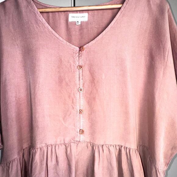 Thread & Supply Dusty Rose Babydoll Top Size XL - Picture 3 of 5